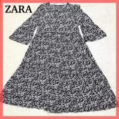 美品 ザラ ロングワンピース 花柄 ノーカラー フリル ティアードスカート M