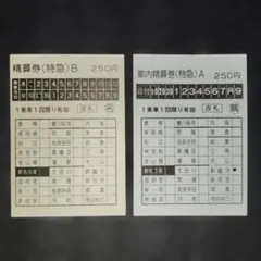名鉄 精算券（特急）A・B 2枚