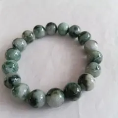 希少、最上級品、国石、綺麗色)糸魚川翡翠ブレスレット、12.4mm✩男女兼用
