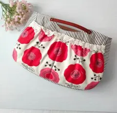 北欧の花柄バックインバック！トートバックの整理にかごバッグにも!!本皮持ち手！