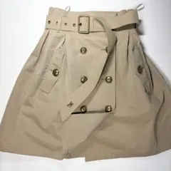 バーバリーブルーレーベル トレンチスカート 金ボタンM ホースロゴ