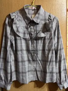 新品 Bye Bye チェック柄 フリル付きシャツ 量産型のサムネイル