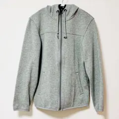 UNIQLO グレー フード付きパーカー パープルフリース素材裏地