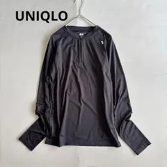 【ユニクロ】ドライUVカット長袖Tシャツ　ハーフジップスポーツウェア　黒（M）