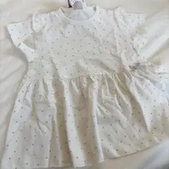 petit main【WEB限定】カットチュニック　水玉　アイボリー　100