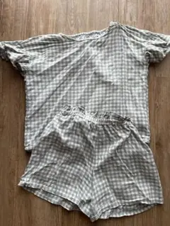 【GLOBAL WORK】120セットアップ　半袖　フリル　ギンガムチェック