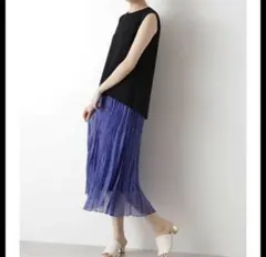 ナチュラルビューティーベーシック　サマーニット　ノースリーブ　ブラック