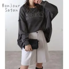 新品　サガラ刺繍アウトステッチカレッジロゴスウェットBonjourSaganのサムネイル