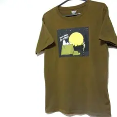PEANUTS　スヌーピー 半袖Tシャツ　 Lサイズ　 カーキ　月　キャンプのサムネイル