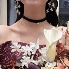 パール付　黒チョーカー