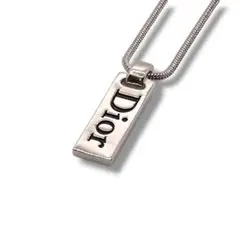 未使用品 Dior ディオール ネックレス ロゴ プレート ヴィンテージ