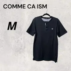 COMMECAISM ネイビー 紺 M ポロシャツ 半袖 綿100% 夏 メンズ