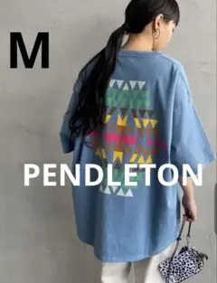 美品 PENDLETON ネイティブ柄バックプリント Tシャツ ブルー M