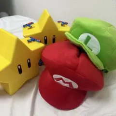 スターポップコーンケース バンド マリオ・ルイージ帽子4点セット
