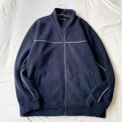 【O.E.B】フリースジャケット ジップアップ 長袖 胸元ライン シンプル L