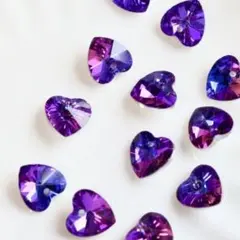 Ｎｏ．517 〈パープルピンク〉ハート クリスタル ガラス ビーズ