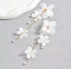フラワー ピアス 両耳 ピアス 花 春 パーティ　ウェディング　大ぶりピアス