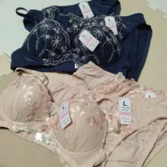 ノンワイヤーブラ　ショーツセット　ブラ2枚　ショーツ4枚セット　Lサイズ