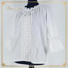 【美品 フォークダンス衣装】ホワイト LOUIS トップス ブラウス 白 レース
