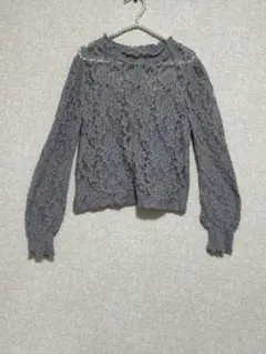 GRL グレー レース 長袖 トップス ブラウス Mサイズ