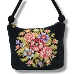 美品 フェイラー ハンドバッグ ミニ 花柄 ベロア シュニール織 ポーチ