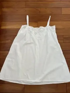 パリヴァンヴ蚤の市購入アンティークモノグラム刺繍入りレースキャミソールワンピース