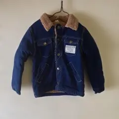 ボア襟付きデニムジャケット ダークブルー