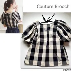 美品　Couture Brooch ブロックチェックブラウス　クチュールブローチのサムネイル