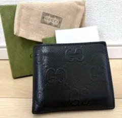 貴*志様 美品✨グッチ 高級 ニつ折り財布 シマエンボス レザー小銭入れあり ブ
