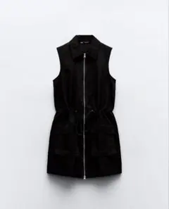 ZARA ショート ナイロン ワンピース　ブラック　Sサイズ