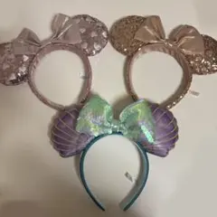 ディズニー カチューシャ 3点 セット ハート スパンコール アリエル