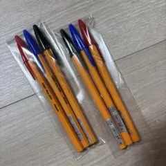 BIC社製 オレンジ軸油性ボールペン1.0mm ボールペン 6本 黒 赤 青