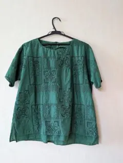 SUPER HAKKA緑色 刺繍入り 半袖チュニックのサムネイル