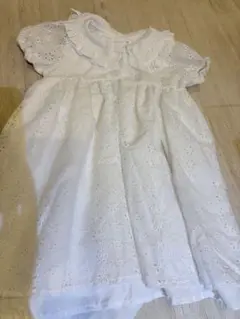 ホワイトフリル刺繍ワンピース 100cm