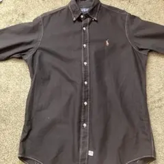 Ralph Lauren 黒の長袖シャツ 100%コットン ハードダメージあり