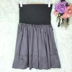 Re　ひざ丈ミニスカート　ウエストゴム　マタニティ　レイヤード　重ね着　楽ちん