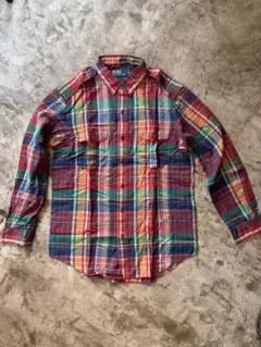 【美品】ラルフローレン　マドラスチェック　 サファリシャツ　サイズL
