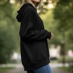 美品 ANAP（アナップ）パーカー フリーサイズ 黒 フード付 長袖 カジュアル