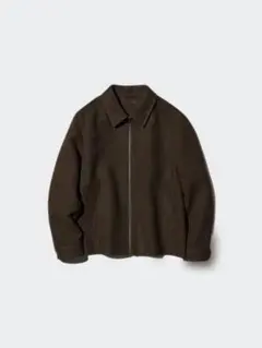 【美品】シングルカラーショートブルゾン ユニクロ UNIQLO ブラウン XSのサムネイル