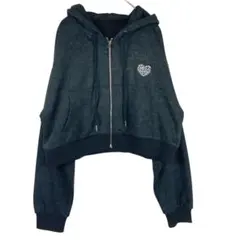 新品未使用　CHIP CLIP ブラックラメ入りクロップドパーカー　クロ　M