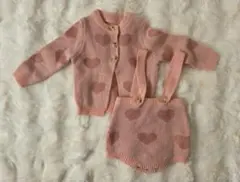 ハート柄　ロンパース　カーディガン　ニット　セットアップ　ミルク付