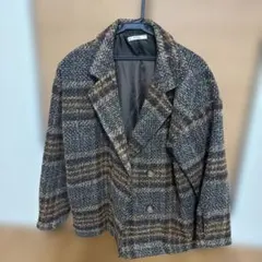 Lutique チェック柄 ダブルブレストコート