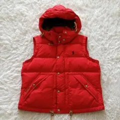 近年モデル✨ポロラルフローレン ダウンベスト レディースLサイズ レッド 赤