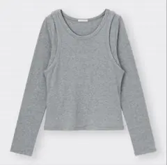 【新品未開封】GU 2ピースタンクトップレイヤードT グレー