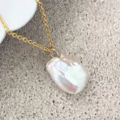 026 大粒バロックパールペンダントトップ18mmネックレス14kgf ゴールド