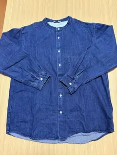 シャツ デニムバンドカラーシャツ メンズ　ブルー　Ｍ