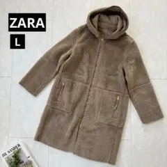 美品【ZARA】リバーシブルムートン風コート・フードアウター◇モカブラウン・L