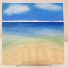 地平線　海の絵　20cm×20cm オイルパステル　ハンドメイド