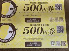 CoCo 壱番屋　株主優待券 500円×2枚のサムネイル