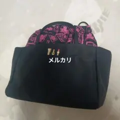 新品MARY QUANT(タグ付き) 黒 ナイロン 化粧ポーチ巾着バッグ